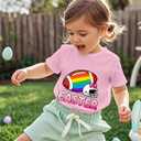 Girls Easter Shirts Kids Cotton Graphic Tees Casual T-Shirts 3-7 Years