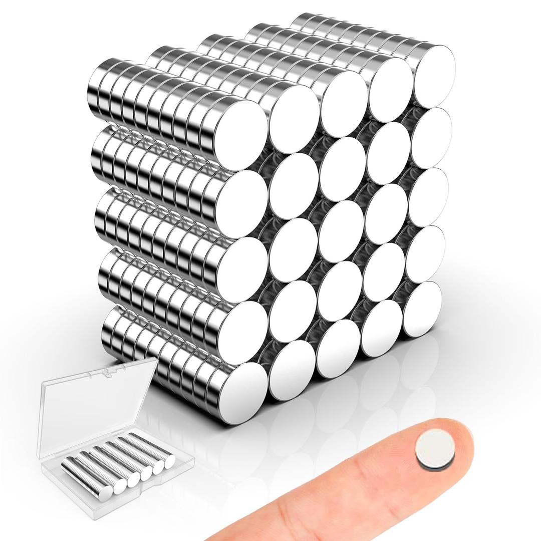 Round Magnets, Caturledas 250 Pack 7x2mm Small Round Magnetic Rare Earth Neodymium Refrigerator Magnet for Home Kitchen Office School Crafts Hobby Handcraft Model Base, Silver