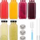 Andemi 16 oz Glass Juice Bottles with Lids, 6-Pack Reusable Juice Containers, Water Bottles, Glass Drink Jars for Juicing, Smoothies, Kombucha, Ginger, Milk