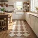 GarveeHome Checkered Long Hallway Runner Rug 2.5x10 Brown Kitchen Rug