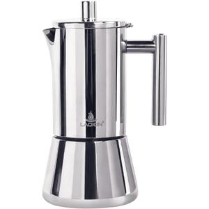 LAOION Stovetop Espresso Maker, 12Cup 17.5 oz Moka Pot, Stainless Steel Cuban and Italian Coffee Maker for Cafetera Cubana, Greca De Cafe Induction Stovetop Compatible, Coffee Gift for Home Travel (Silver)