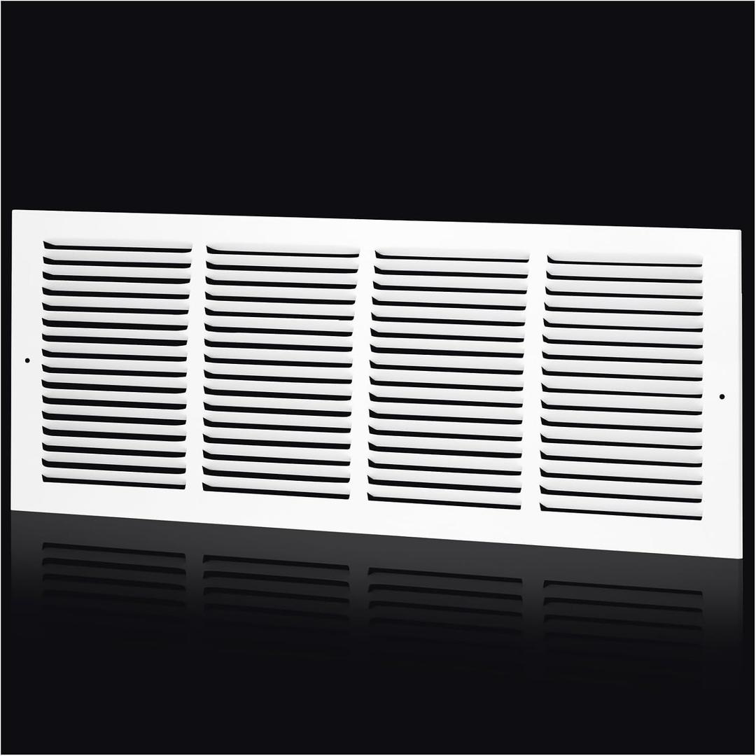 24"Wx8"H Duct Opening Return Air Grille,Air Return Vent Cover Grill for Sidewall and Ceiling,Solid Steel AC Vent Cover HVAC Cold Air Intake Grille Without Filter House,Outer Dimension:25.75WX9.75"H