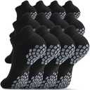 SITOISBE Pilates Grip Socks - Cushioned Slipper Non-Slip Grippy for Women Men Yoga - Barre Workout Hospital Sticky Socks S