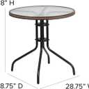 Flash Furniture Lila 28'' Round Glass Metal Table with Dark Brown Rattan Edging and 2 Dark Brown Rattan Stack Chairs