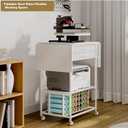 VENNQD Large Folding Heat Press Table Stand, Folded Rolling Heat Transfer Machine Cart Drawers Compatible with Cricut Vinyl Roll Holder DIY Crafting Table Workbench (White), 46.46 inches x 19.7 inches x 35.43 inches