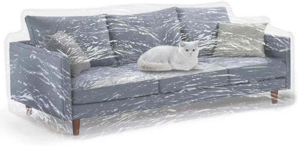 KEBE Clear Thicker Plastic Couch Cover for Pets, Heavy Duty Waterproof Shield Cat Dog Scratch Proof Protector Plastic Cover for Couch, Non-Slip Sofa Slipcover for Storage and Moving