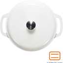 Amazon Basics Enameled Cast Iron Dutch Oven Pot with Lid, Round, Dual Handles, Heavy-Duty, Oven Safe for Stews, Roasting, Baking, 6-Quart, Matte White