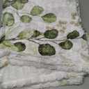 Sage Green Eucalyptus Throw Blanket, Farmhouse Leaves Fluffy Soft Blankets for Couch Bed Travel, Botanical Floral Plush Microfiber Striped Flannel Blankets, Lightweight Sofa Blankets 30"x40"