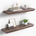 Floating Shelves for Wall, 24 Inch Floating Shelves Set of 2, 6 Inch Deep Wood Wall Shelves for Bathroom, Kitchen, Living Room, Bedroom, Rustic Brown (24in, Charred Rustic Brown)