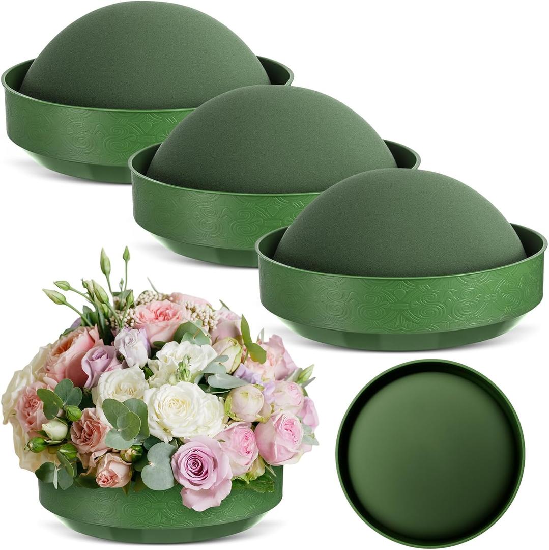 4 Sets Floral Foam Round, 7.48x3.74inch Floral Dry Round Flower Foam Half Ball with Bowl for Artificial Plant Arrangement and Wedding and Garden Decorations