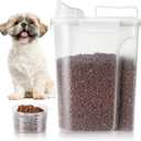 TBMax Dog Food Storage Container 5-7 lbs, Airtight Cat Food Container with Larger Spout & Measuring Cup, Portable Pet Food Storage Dispenser for Small Animal Kibble Storage, Bird Seed Container (Clear&White)