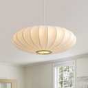 20 Inch Lantern Pendant Light, White Imitation Silk Lampshade, Bubble Pendant Light Fixture Ceiling Hanging Lamp Chandelier for Living Dinning Room Kitchen Island Bedroom Restaurant Cafe