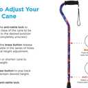 NOVA Designer Walking Cane with Offset Handle, Lightweight Adjustable Walking Stick with Carrying Strap, Purple Checkers Design