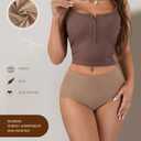 SHARICCA Seamless High Waisted Underwear for Women Cheeky Underwear Wave Edge No Show Bikini Panties Ribbed Panties Pack (Beige, M)