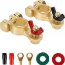 SINGARO Car Battery Terminal Connector, Pure Copper Cable End Top Post Clip Positive and Negative Pole, Applicable to Automobile, Truck, RV and Yacht Accessories