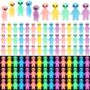50 Colorful Mini Alien Figures Glow in The Dark Small Little Tiny Aliens Figurine for Space Party Favors Prank Rubber Easter Toys Bulk Gifts for Easter Goodie Bag Filler Piata Stuffers
