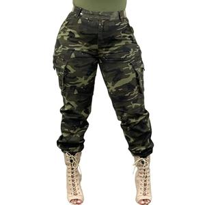 Vakkest Army Camo Print Cargo Pants for Women Ladies Girls Slim Fit Camoflage Joggers Trousers with Pockets (Not Jeans), XXL
