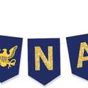 US Go Navy Party Decorations Banner Blue Glitter America Military Going Away Party Decoration