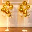 HyDren 2 Sets Balloon Column Stands and 40 Golden Balloons for Floor with LED String Lights Centerpieces Tower for Baby Shower Birthday Wedding Party