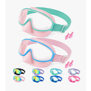 Vvinca Kids Goggles with Comfort Fabric Strap, Kids Swim Goggles Wide View Anti-Fog/UV No Leaking Swimming Goggles for 3-14