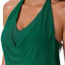 SUUKSESS Women Halter Tankini Swimsuit High Waist Cowl Neck Bathing Suit 2 Piece (L)