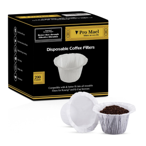Pro Mael Disposable K Cup Filters, Coffee Filter Paper for Keurig Brewers Single Serve 1.0 and 2.0, Use with Reusable K Cup Pods (200 Count, White)