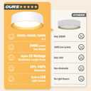 BrightHome Flush Mount Ceiling Light White, 25W LED Ceiling Light Fixture 250W Equivalent, CCT Adjustable 3000K 4000K 5000K, 13in Modern Dimmable Flush Mount Light Fixture for Bathroom Hallway