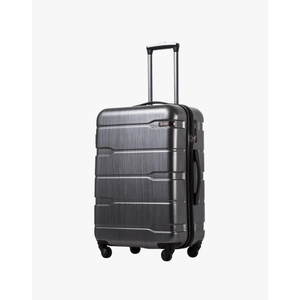 Coolife Luggage Expandable(only 28") Suitcase PC+ABS Spinner Built-In TSA lock 20in 24in 28in Carry on (Charcoal., M(24in).) Code: 208