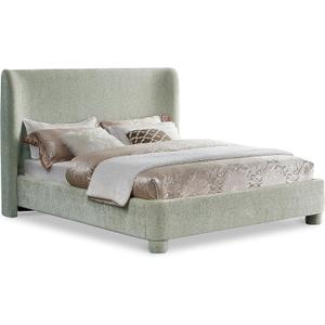 Meridian Furniture B1207Mint-F Penny Collection Modern | Contemporary Full Bed with Rich Mint Green Chenille Fabric, Curved Headboard, 67.5" W x 82.5" D x 52" H, Green, Full