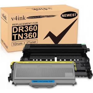 v4ink Compatible Drum+Toner Replacement for Brother DR360 TN360 (1Drum + 1Toner) Work with DCP7030 DCP7040 DCP7045 HL2120 HL2140 HL2150 HL2170 MFC7320 MFC7340 MFC7345 MFC7440 MFC7445 MFC7450 MFC7840