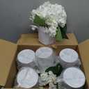 Flower Table Centerpieces - Set of 6 Floral Arrangement Artificial Wedding Hydrangeas Floral Arrangement with Rustic Metal Vase for Bridal Tea Party Event Decorations - Ivory White