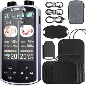 TENS Unit Muscle Stimulator with Color Display,Dual Channel TENS EMS Machine with Customizable Frequency&Pulse Width,36 Modes,20 Intensity Levels,Rechargeable Pain Relief Device–Black(Button Layout B)