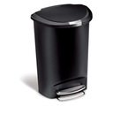simplehuman 50 Liter / 13 Gallon Semi-Round Kitchen Step Trash Can with Secure Slide Lock, Black Plastic