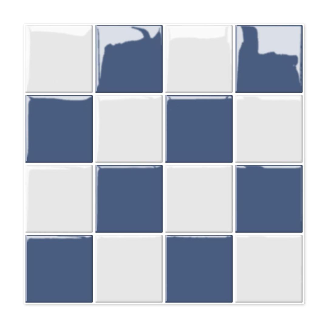 10 Sheet Thicker Peel and Stick Backsplash, Self-Adhesive Wall Tiles for Kitchen Bathroom, Easy to Install, 12"x12", Blue&White