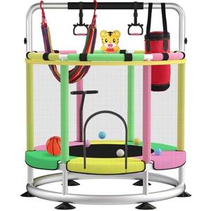 Trampoline for Kids, Adjustable Baby Toddler Trampoline with Basketball Hoop, Round Bottom Indoor Outdoor Toddler with Enclosure