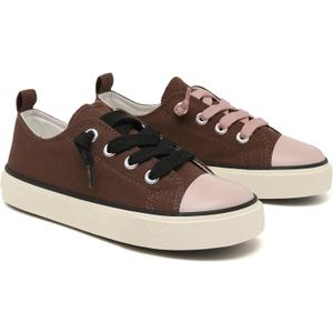 Toddler Little Kid Cushioned Canvas Shoes Slip On Sneakers Soft and Durable (Brown)