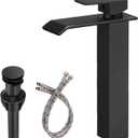 Black Bathroom Vessel Sink Faucet, Waterfall Bathroom Faucet, Vessel Faucet, Tall Body High 1 Hole Single Handle with Pop Up Drain Combo Lavatory Vanity Mixer Tap Commercial Basin Bowl Sink