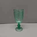 6 Pcs Plastic Goblets 7.5oz Vintage Goblet Plastic Wine Glasses Colored Retro Embossed Water Goblets for Wine Bar Juice Baby Shower Wedding Reception Grand Event Party (Green)