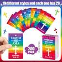 200 Pcs Spanish Scripture Cards Bible Verse Prayer Cards Pocket Christian Inspirational Religious Cross Church Gifts for Fall Breast Cancer Awareness Halloween Thanksgiving