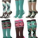 6 Pairs Cowgirl Boot Socks Western Aztec Cowboy Knee High Sock for Women Western Outfits Accessories Christmas Gift