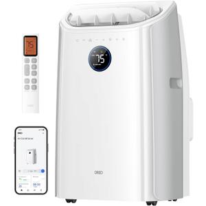 DREO Portable Air Conditioners, 12000 BTU ASHRAE (8000 BTU DOE) Smart AC Unit for Room with Drainage-free Cooling, APP/Voice/Remote, Fan & Dehumidifier, Quiet Standing AC for Bedroom, AC515S, White