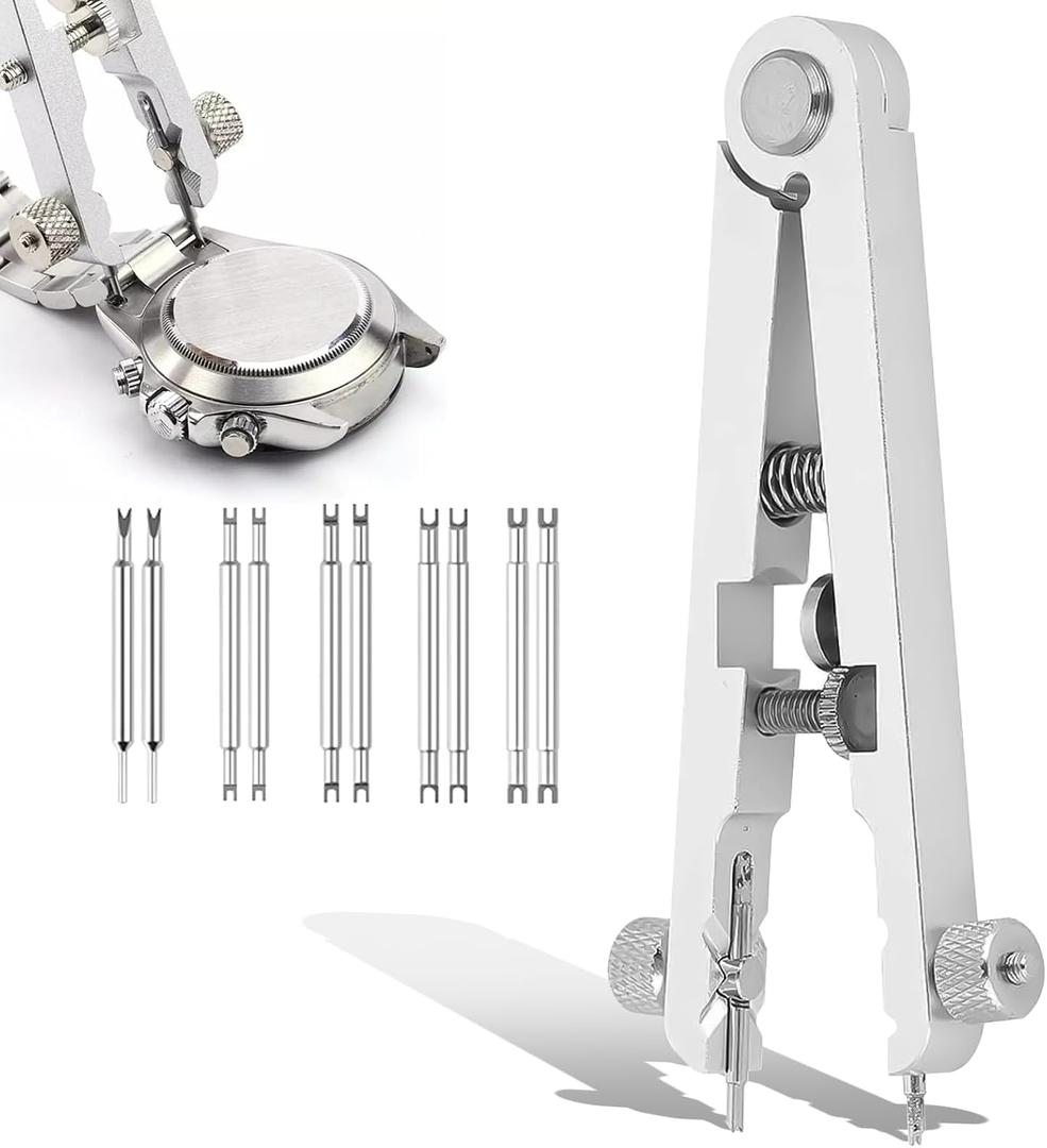 Watch Spring Plier Tool Kit Watch Band Pliers with 10 Tips Pin Bar Tweezers Tool for Disassembling and Replacing Watch Wristbands (Silver)