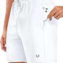 NORTHYARD Men's 7" Gym Shorts Knit Athletic Tennis Shorts for Men with Zipper Pockets for Workout Athletic Training (Large, White)