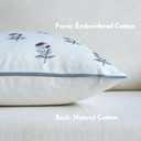 FIOUOVO Embroidered Floral Pillow Covers 20x 20 Set of 2 Cotton Farmhouse Throw Pillow Covers with Piping Edge Decorative Cushion Covers for Sofa Couch Bedroom Living Room, Azure Grey