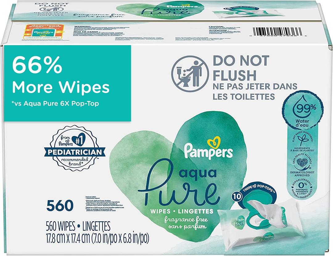 Pampers aqua pure baby wipes 560 ct. OLD