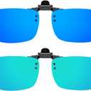 Polarized Flip up Clip-on Sunglasses 2 Pack Anti-Glare UV400 Lens for Fishing Driving over Prescription Glasses