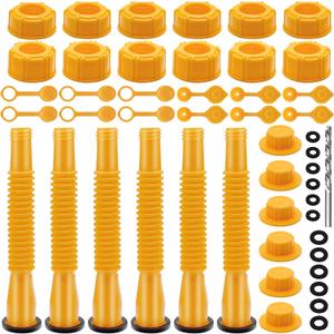 6 Kits 49pcs Can Spout Replacement Kit,Can Nozzle Replacement Kit for 1/2/5/10 Gal,Can Spouts for Old Style Tanks Easy to Install,with Screw Collar Caps, Spout Cover, Base Cap, Drill Bit
