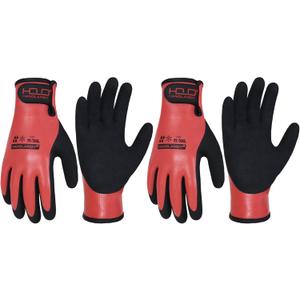 Waterproof Winter Work Gloves Men,Cold Weather Insulated Work Gloves Thermal Liner Superior Grip Latex Coating Warm for Outdoor xx-Large (Red-2pairs)