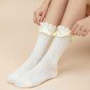 TIESOME 3 Pairs Crew Socks, Lace Ruffle Frilly Socks Cute Princess Ankle Dress Sock for Fashion Ladies
