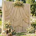 40ftx12ft Champagne Backdrop Curtains for Parties, Wrinkle Free Polyester Photo Backdrop Drapes 12 ft Long Back Drop Cloth for Wedding Birthday Photography Background Party